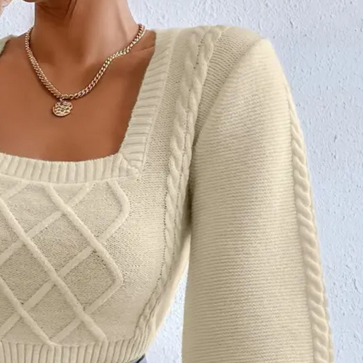 AAYLA - Elegant Sweater med Firkantet Krave til Damer