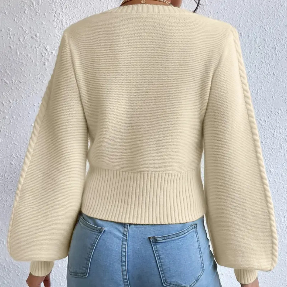 AAYLA - Elegant Sweater med Firkantet Krave til Damer