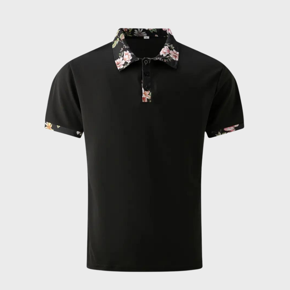 Poloshirt til mænd med blomsterprint