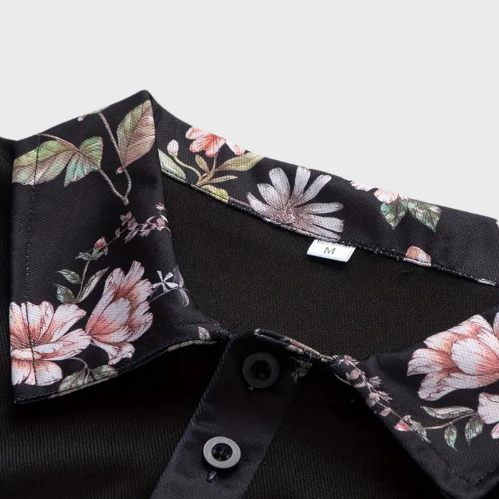 Poloshirt til mænd med blomsterprint