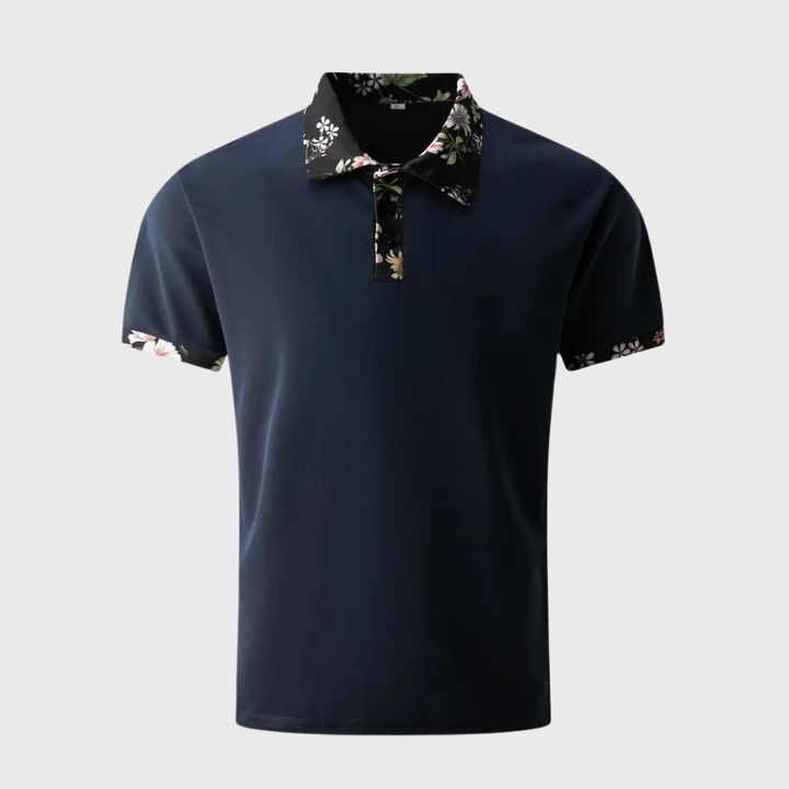 Poloshirt til mænd med blomsterprint