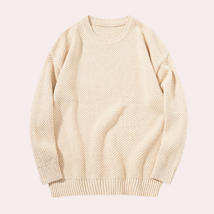 Afslappet herre-sweater med rund hals