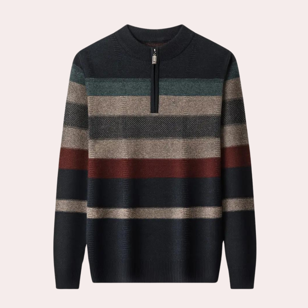 Strikket stribet herresweater