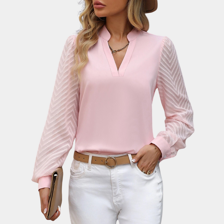 Elegant damebluse med v-hals