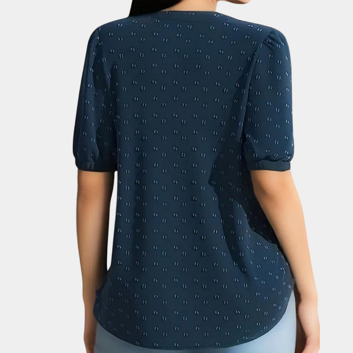 Damebluse med v-hals