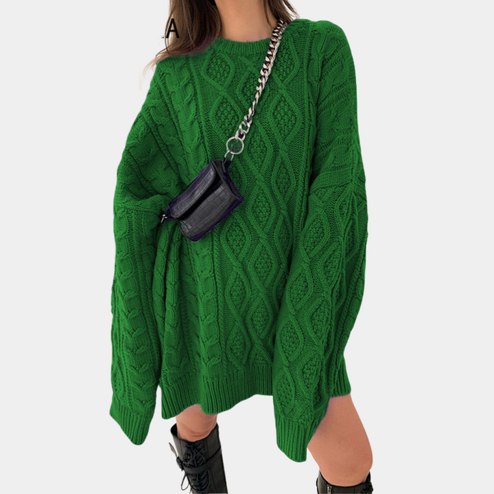 Oversized lang strikket sweater til kvinder