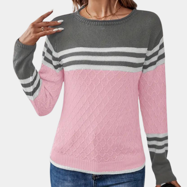 Trendy stribet sweater til kvinder