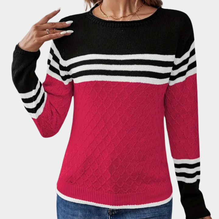 Trendy stribet sweater til kvinder