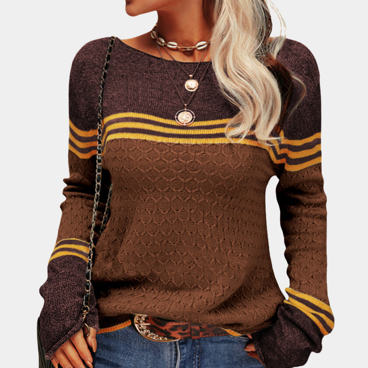 Trendy color block-stribet sweater til kvinder