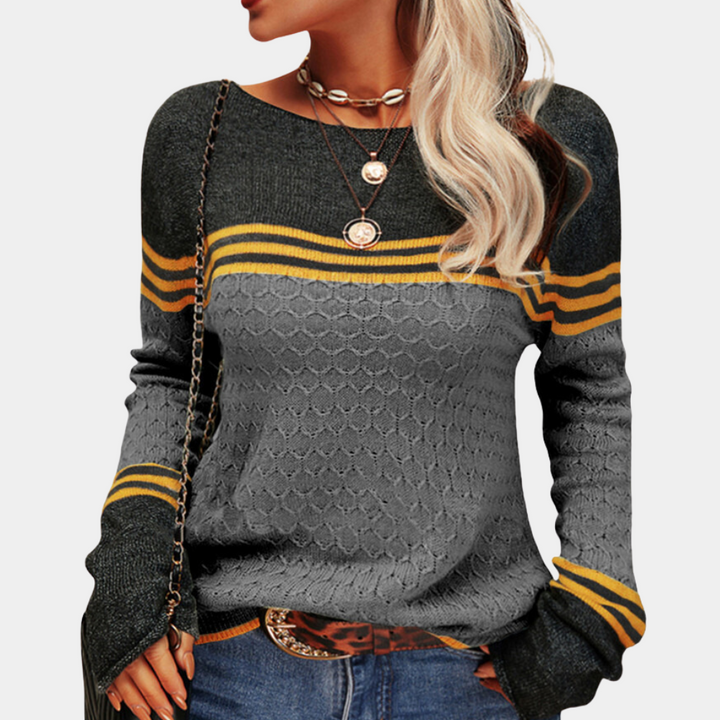 Trendy color block-stribet sweater til kvinder