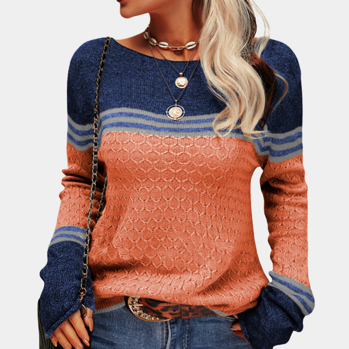 Trendy color block-stribet sweater til kvinder