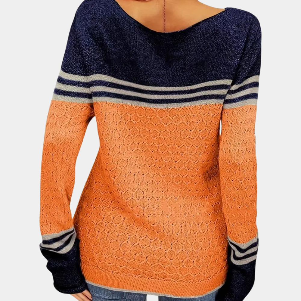 Trendy color block-stribet sweater til kvinder