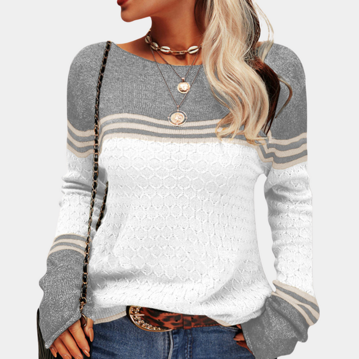 Trendy color block-stribet sweater til kvinder