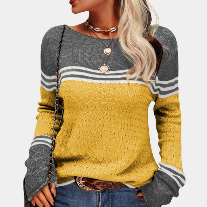 Trendy color block-stribet sweater til kvinder