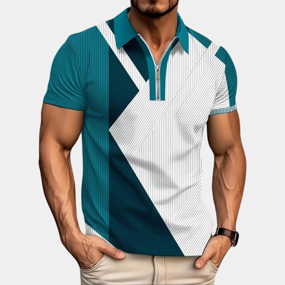 Stilfuld color block-poloshirt til mænd