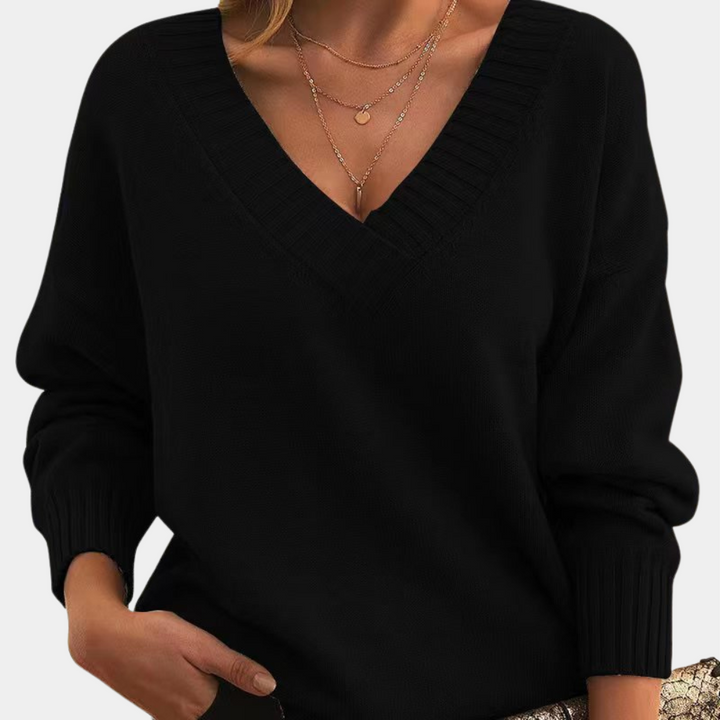 Elegant sweater med v-hals til kvinder