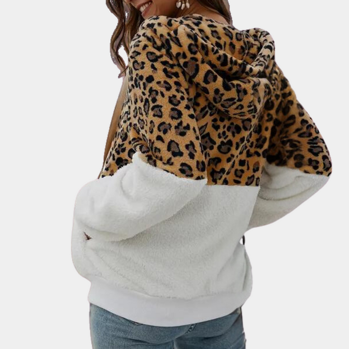 Hættetrøje til kvinder med leopardprint