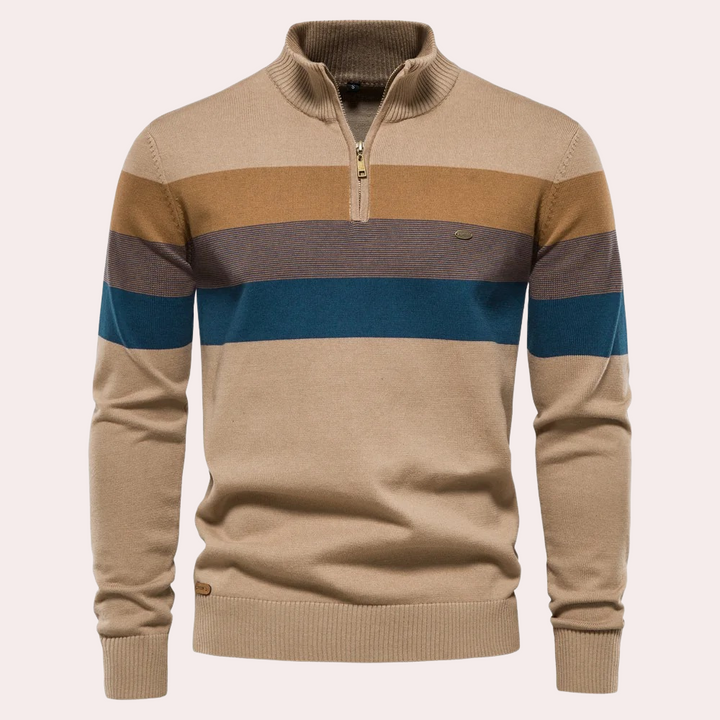 Trendy stribet herresweater