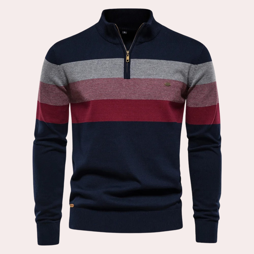 Trendy stribet herresweater