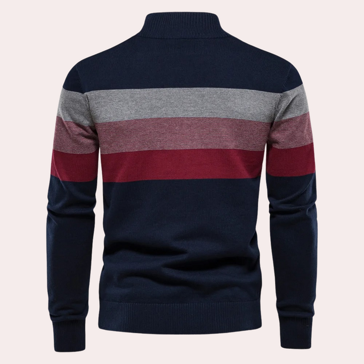 Trendy stribet herresweater