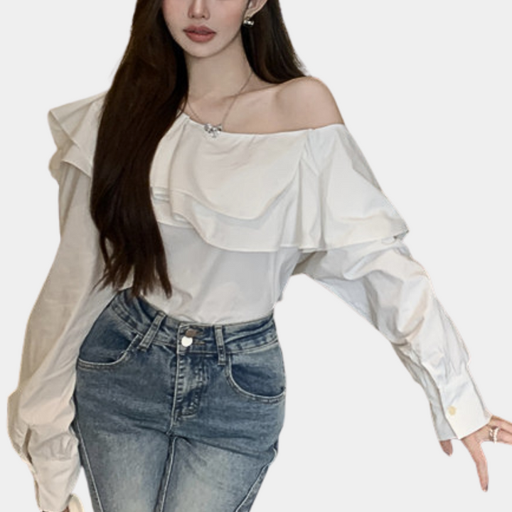 Off-shoulder bluse til kvinder