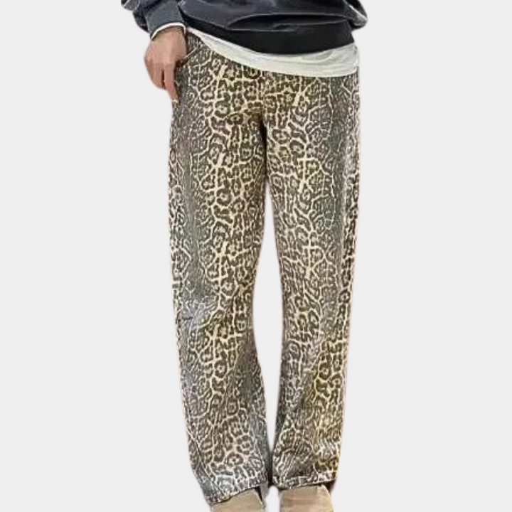 Komfortable jeans til kvinder med leopardprint