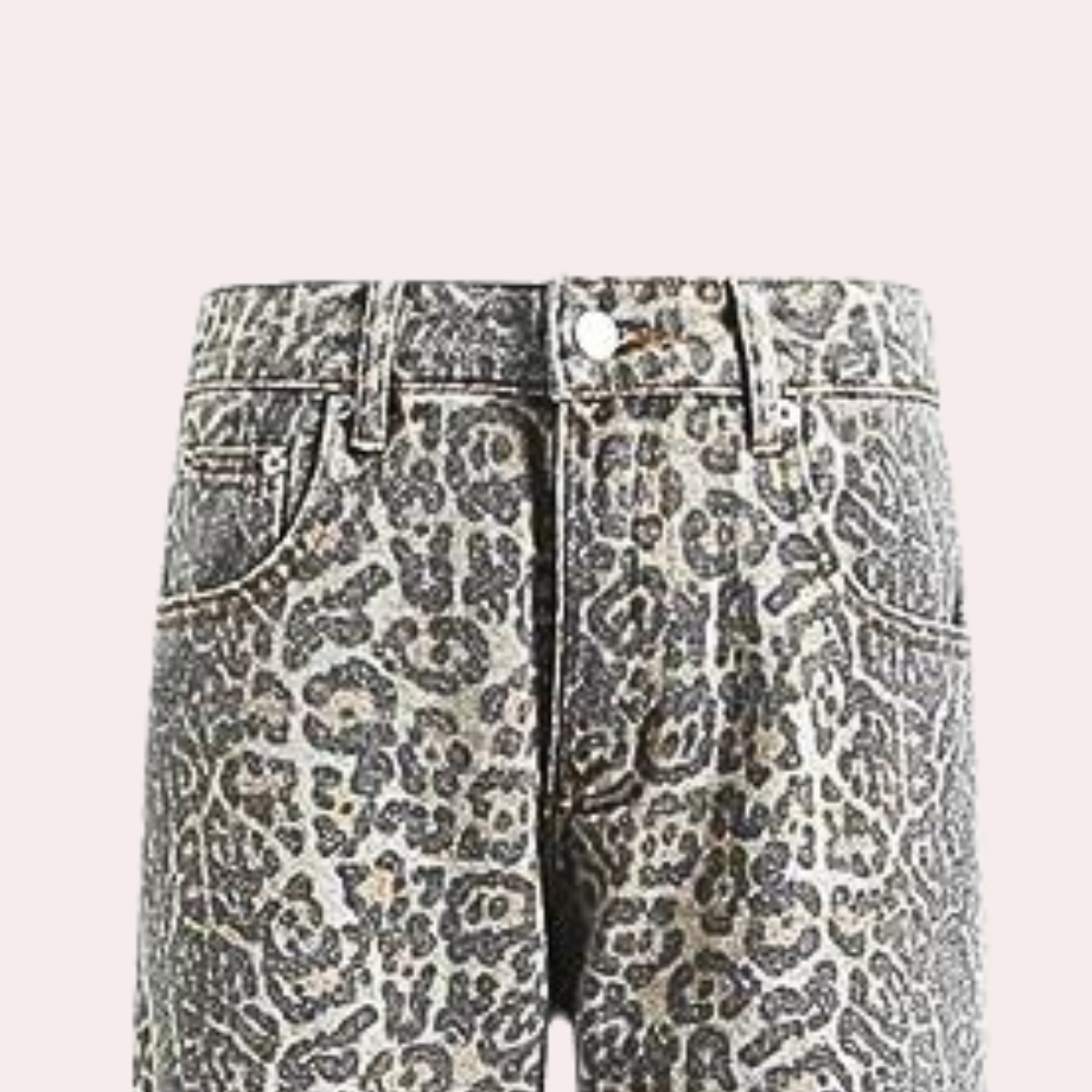 Komfortable jeans til kvinder med leopardprint