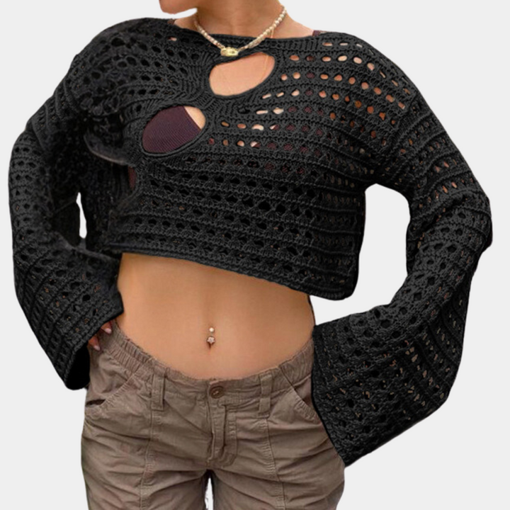 Moderne strikket crop top til kvinder