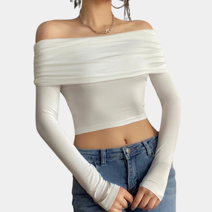 Langærmet off-shoulder top til kvinder