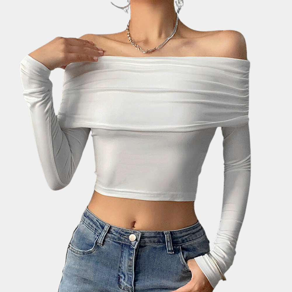 Langærmet off-shoulder top til kvinder