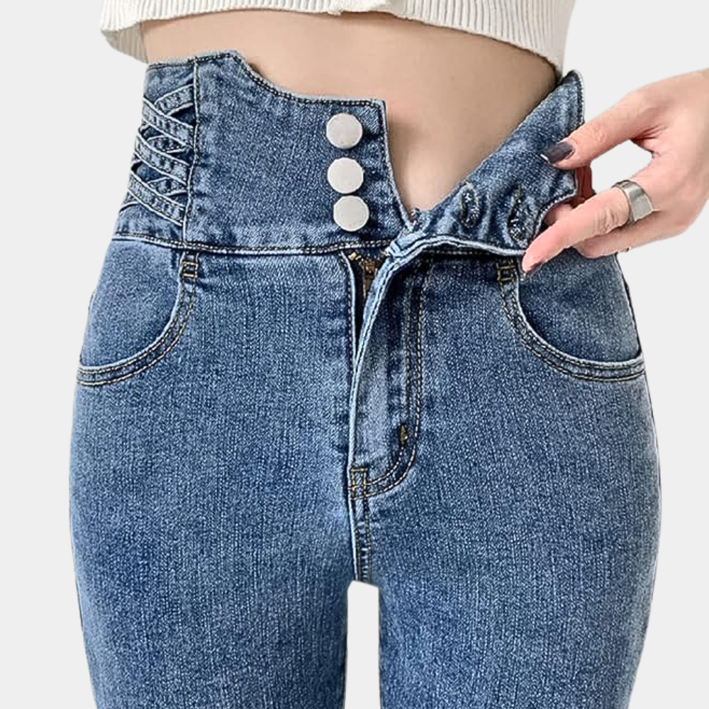 Moderigtige jeans med høj talje til kvinder