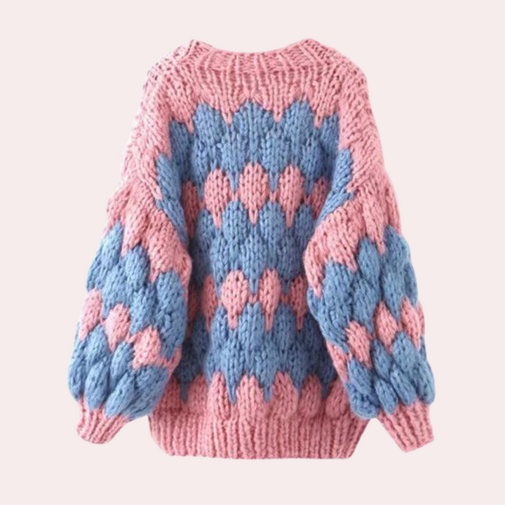 Samara - Håndlavet Cardigan med Vintage Puffærmer i Chunky Garn