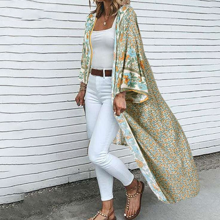 Courtney - Floralt Boho Chic Langærmet Cardigan