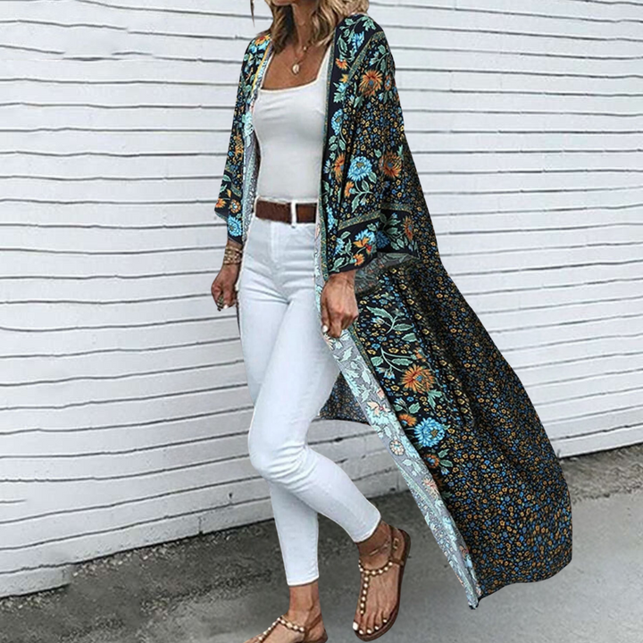 Courtney - Floralt Boho Chic Langærmet Cardigan