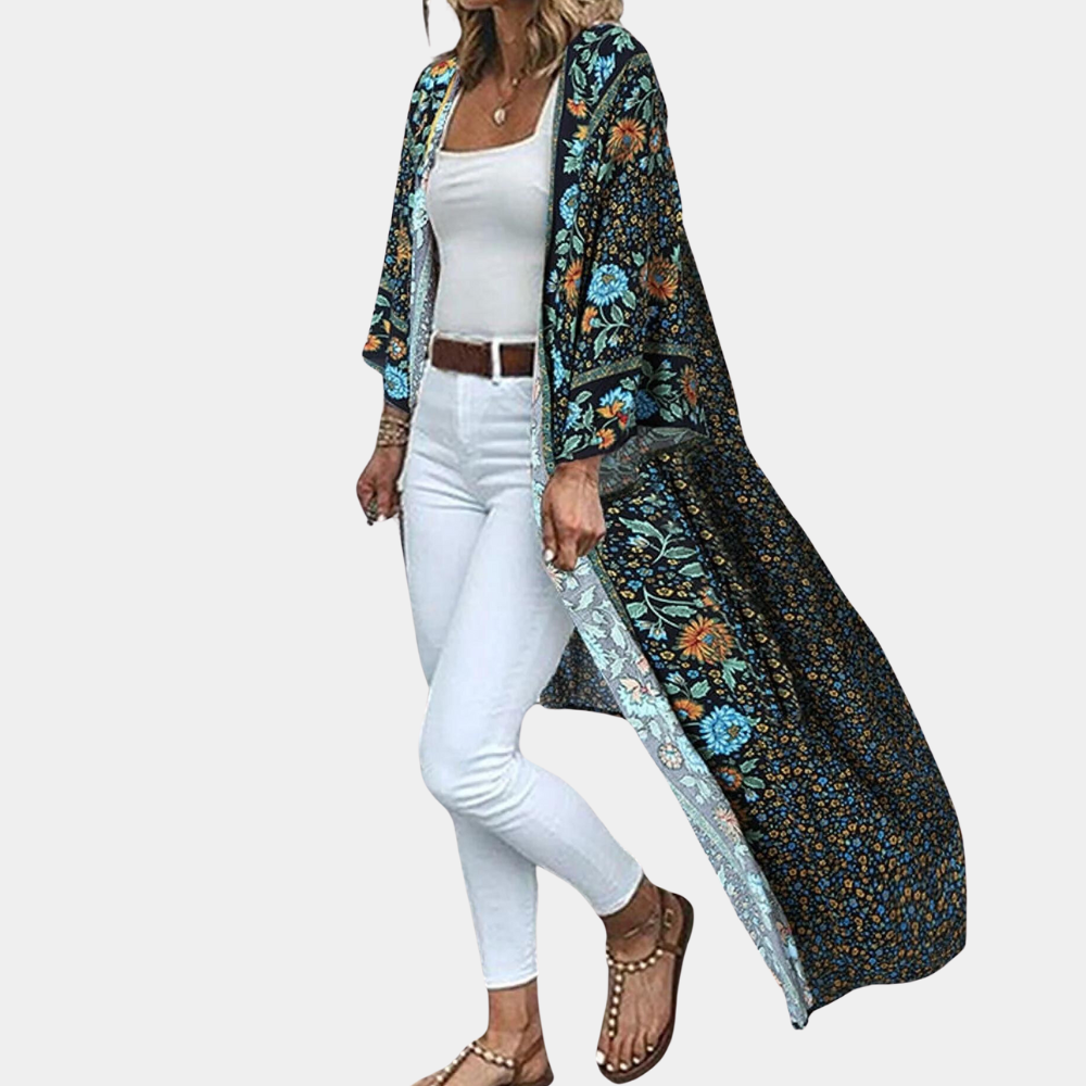 Courtney - Floralt Boho Chic Langærmet Cardigan