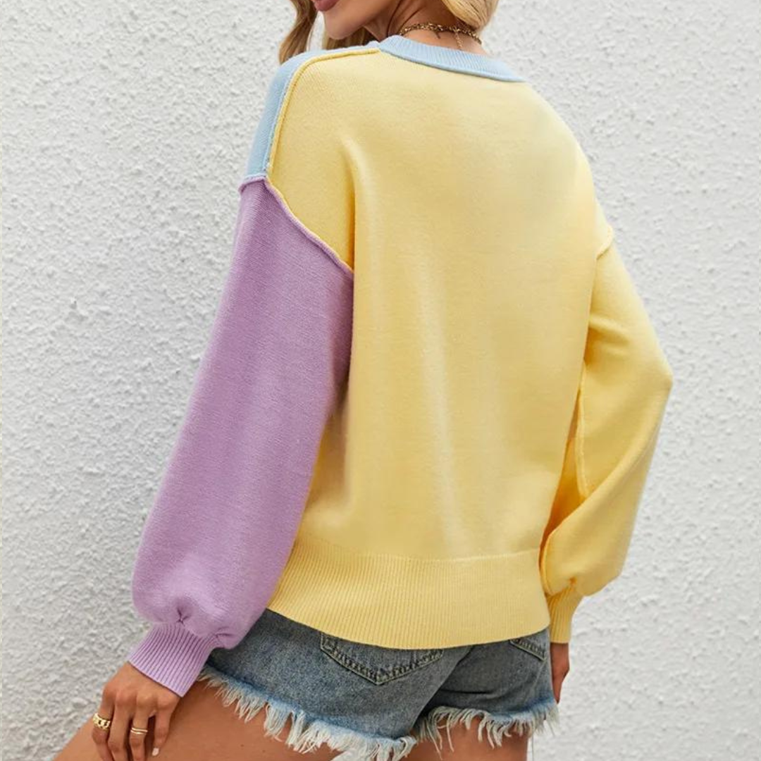 Alejandra - Farverig Color Block Sweater til Kvinder