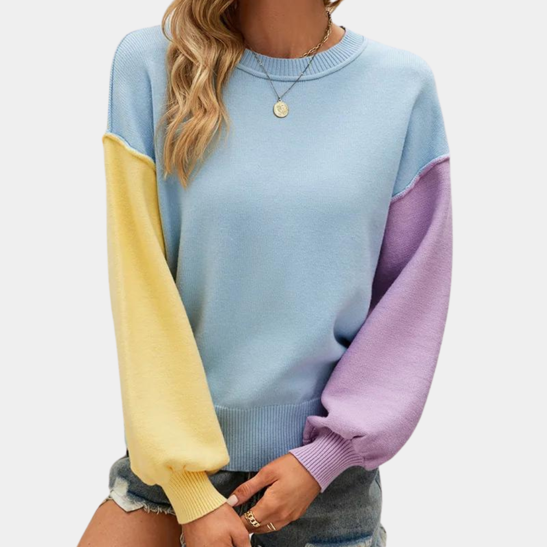 Alejandra - Farverig Color Block Sweater til Kvinder