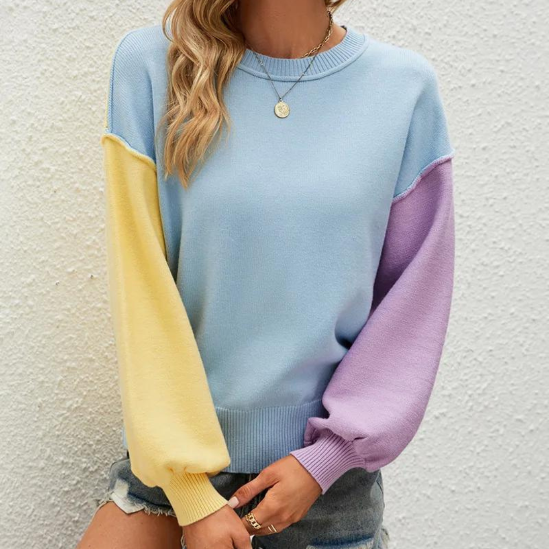 Alejandra - Farverig Color Block Sweater til Kvinder