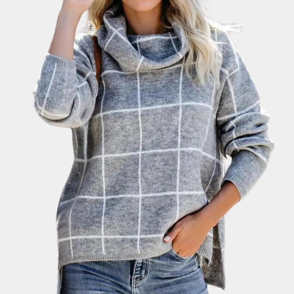 Elda - Stilfuld casual sweater med ternet mønster