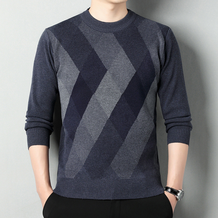 Flaviu - Stilfuld geometrisk strikket sweater til mænd