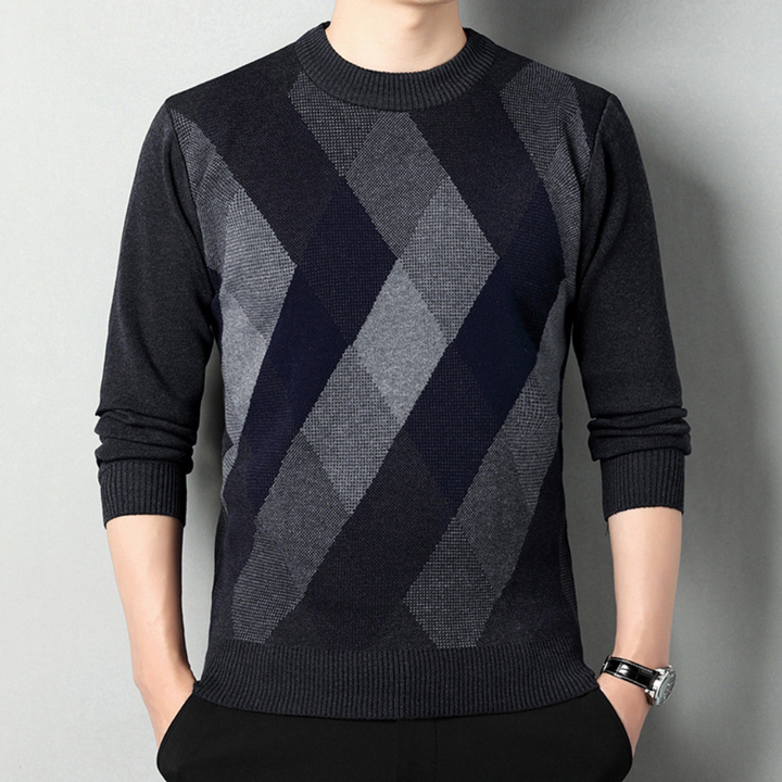 Flaviu - Stilfuld geometrisk strikket sweater til mænd