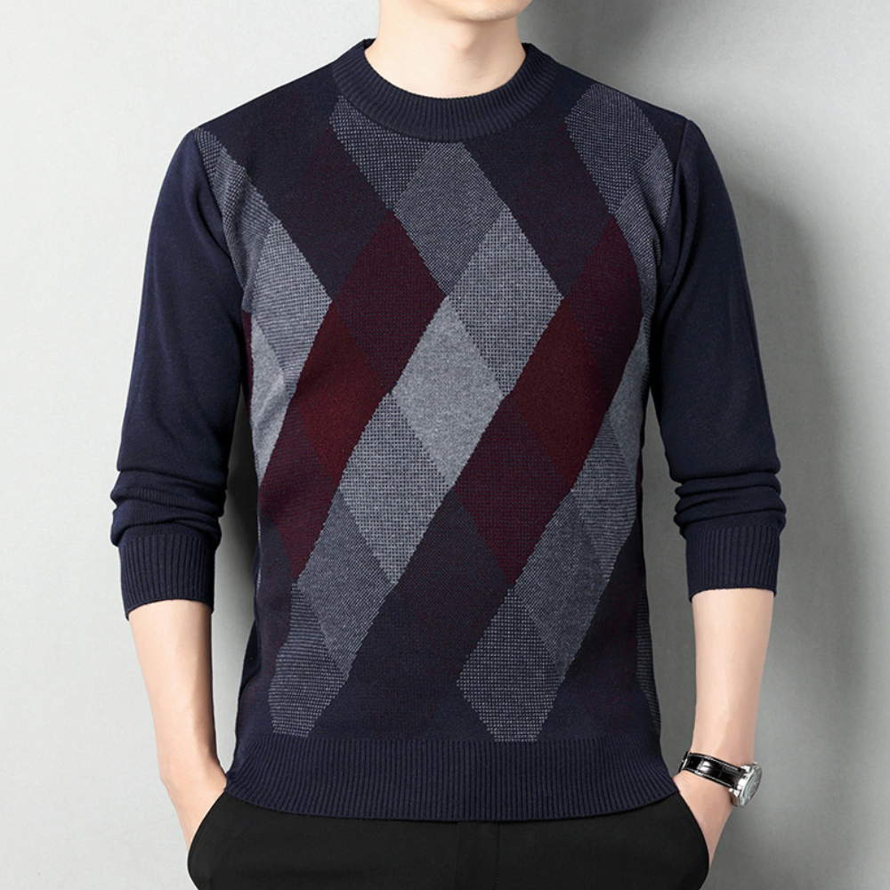 Flaviu - Stilfuld geometrisk strikket sweater til mænd