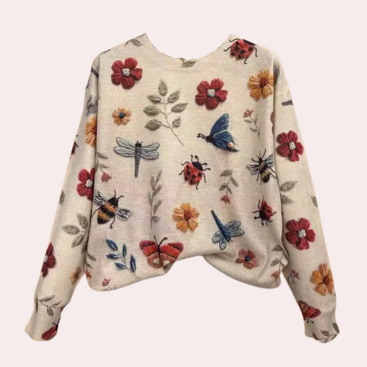 Amira - Stilfuld sweater til kvinder med blomsterdesign