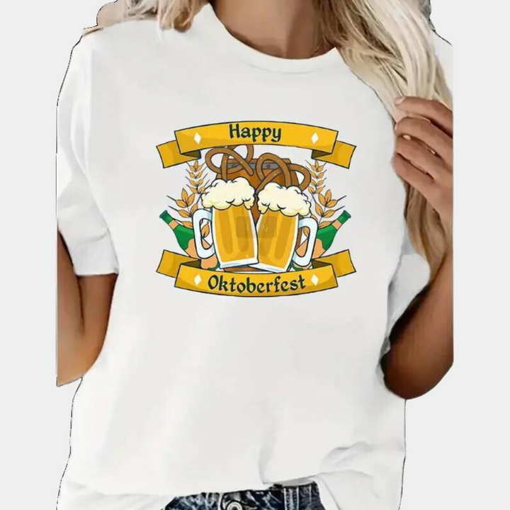 Marilena - Komfortabel grafisk Oktoberfest-t-shirt til kvinder