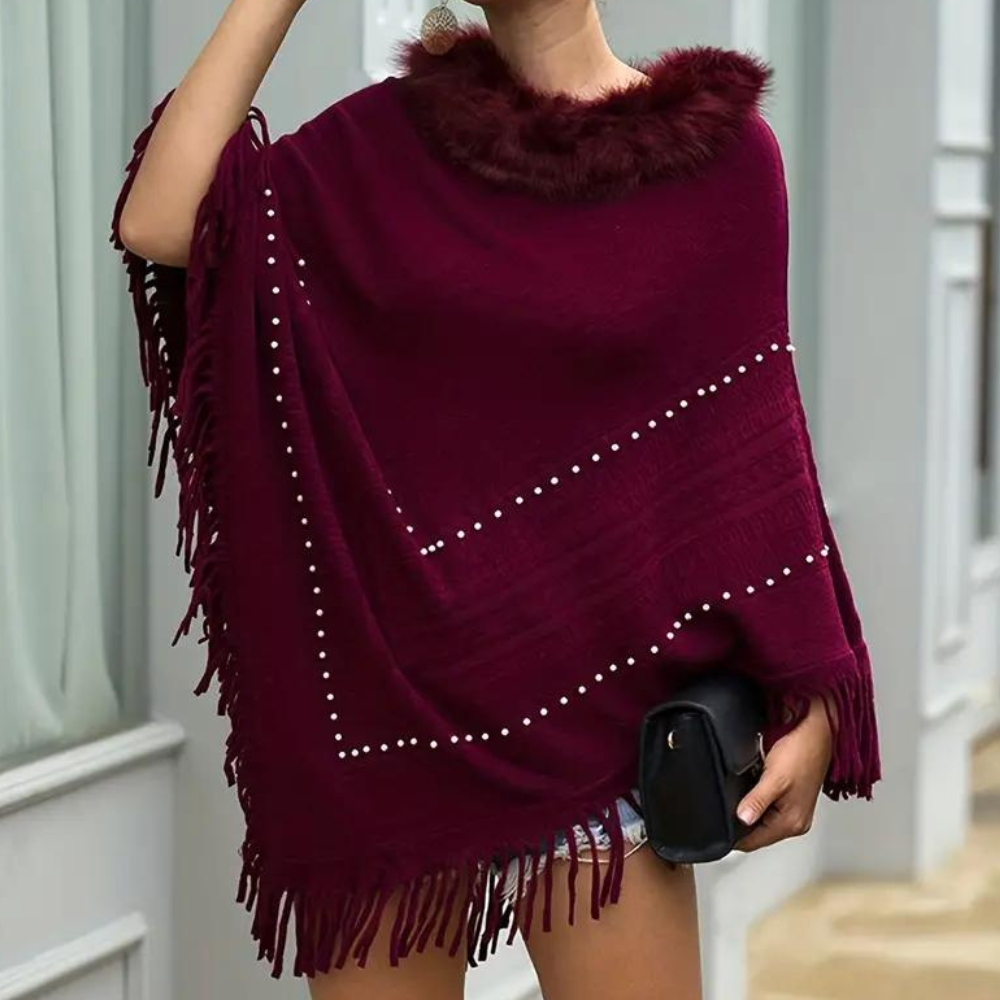 Eftychia - Elegant strikket poncho til kvinder