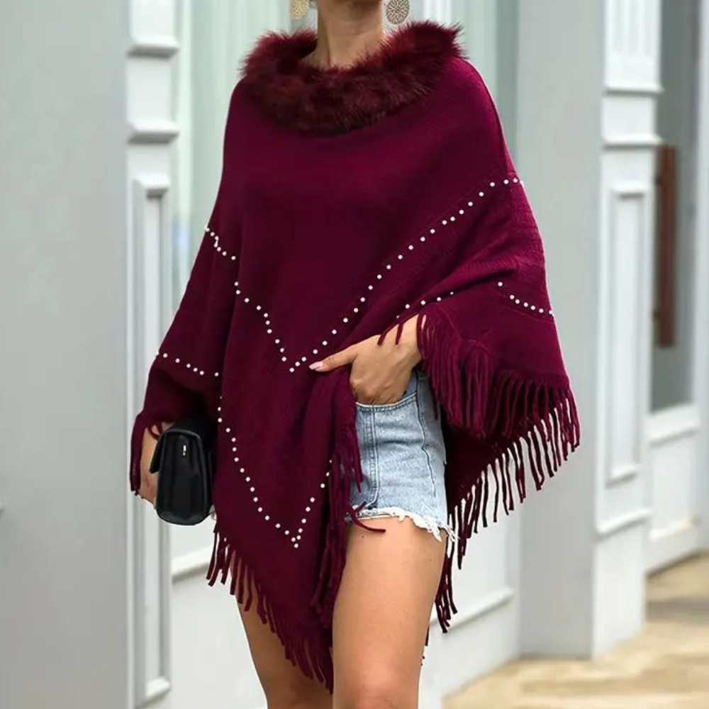 Eftychia - Elegant strikket poncho til kvinder