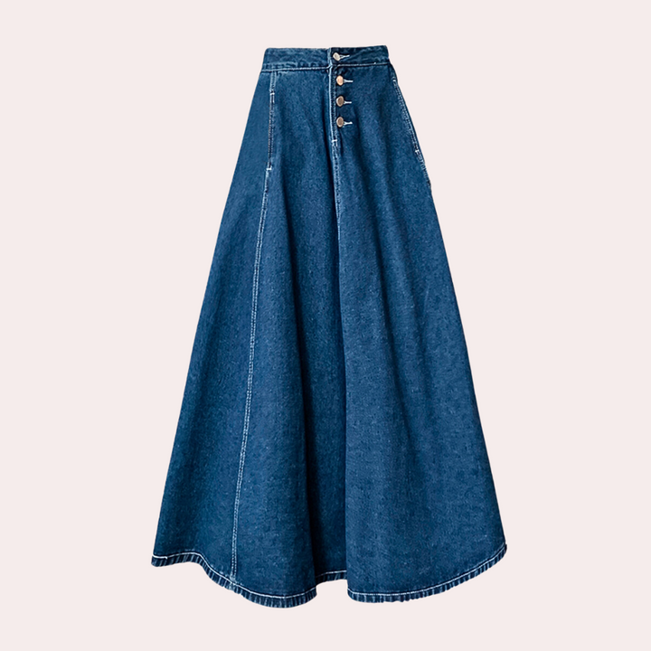 Polyxena - Elegant maxi nederdel i denim til kvinder