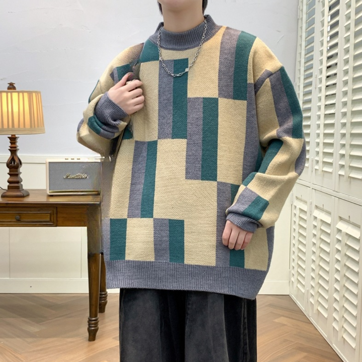 Fontane - Trendy strikket sweater med farveblok til mænd