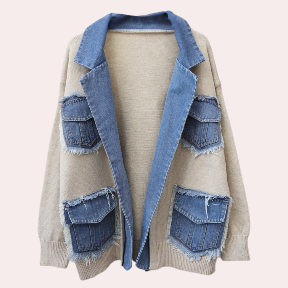 Hadria - Strikket denim-cardigan til kvinder