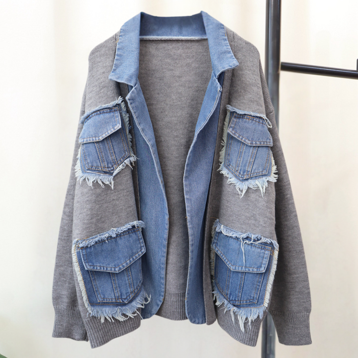 Hadria - Strikket denim-cardigan til kvinder